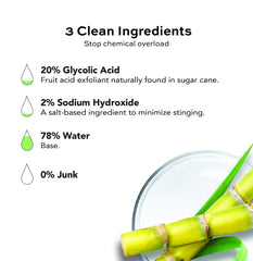 Open Formula Glycolic Acid 20% Peel packaging emphasizing clean ingredients
