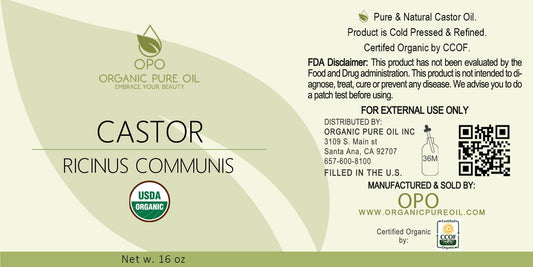 OPO Organic Castor Oil on scalp for nourishing hair treatment.