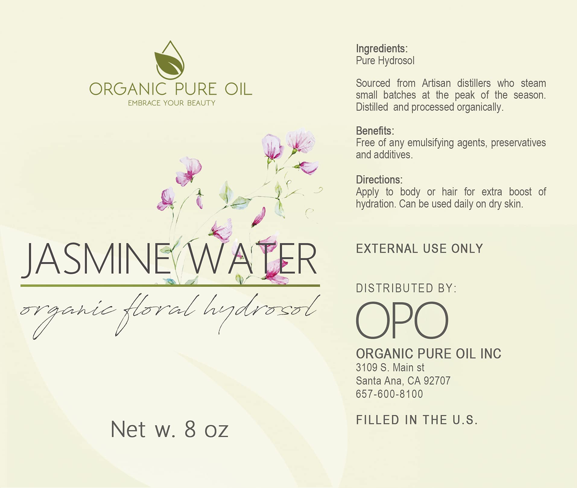 OPO Jasmine Hydrosol aroma-diffuser setup delivering spa like calm.