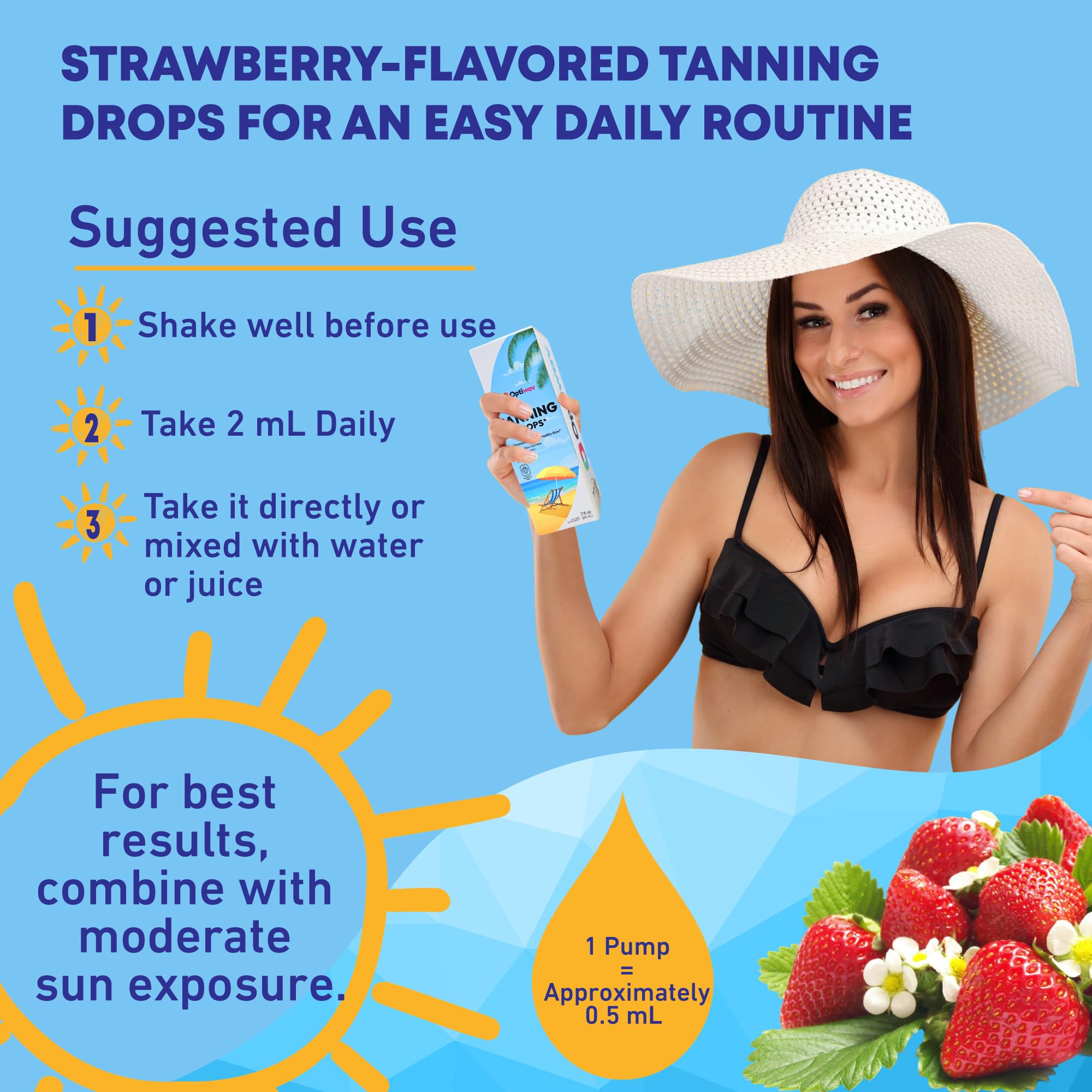 Optiwav drops mixed in water or juice for convenient intake