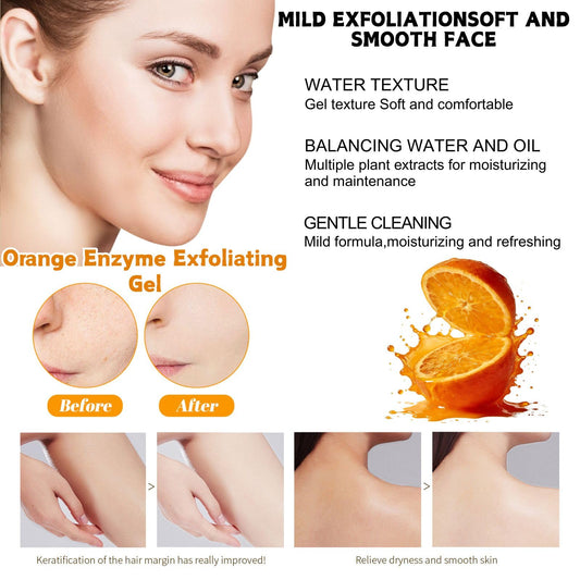 Orange Exfoliating Gel Scrub body: unclogs pores for smoother skin.