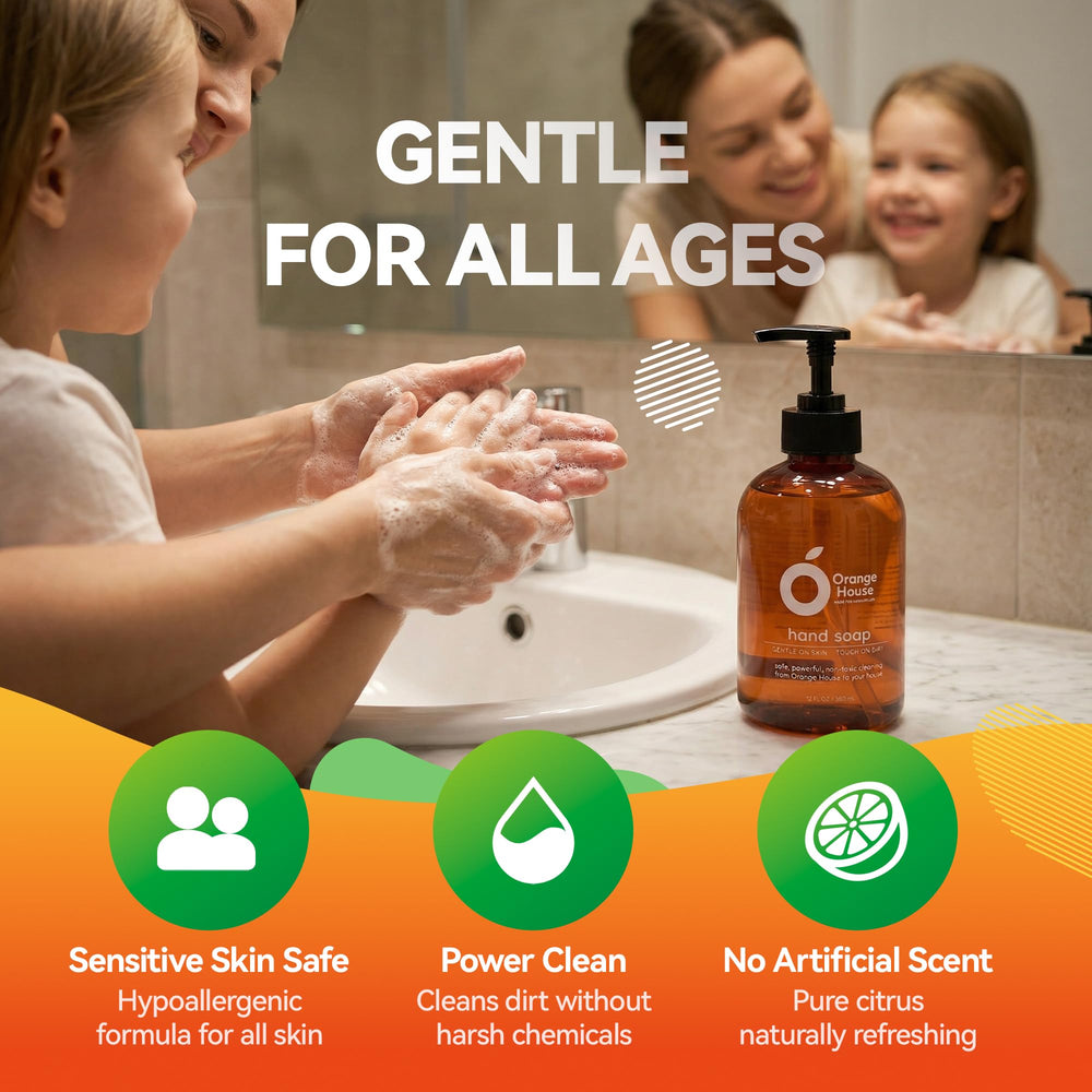 Orange House moisturized-hands close-up conveys soft, smooth skin after use.