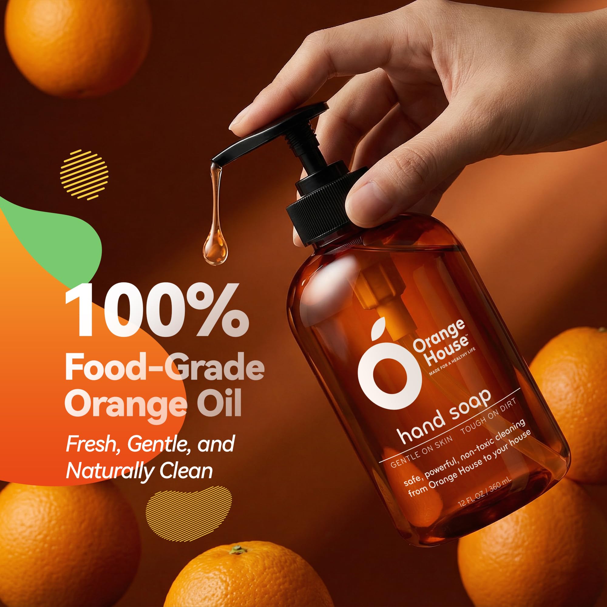 Orange House orange oil ingredient close-up highlights natural fragrance and skin-friendly formula.
