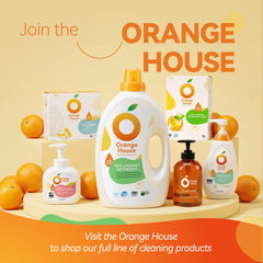 Orange House recyclable-packaging label showcases sustainable packaging.