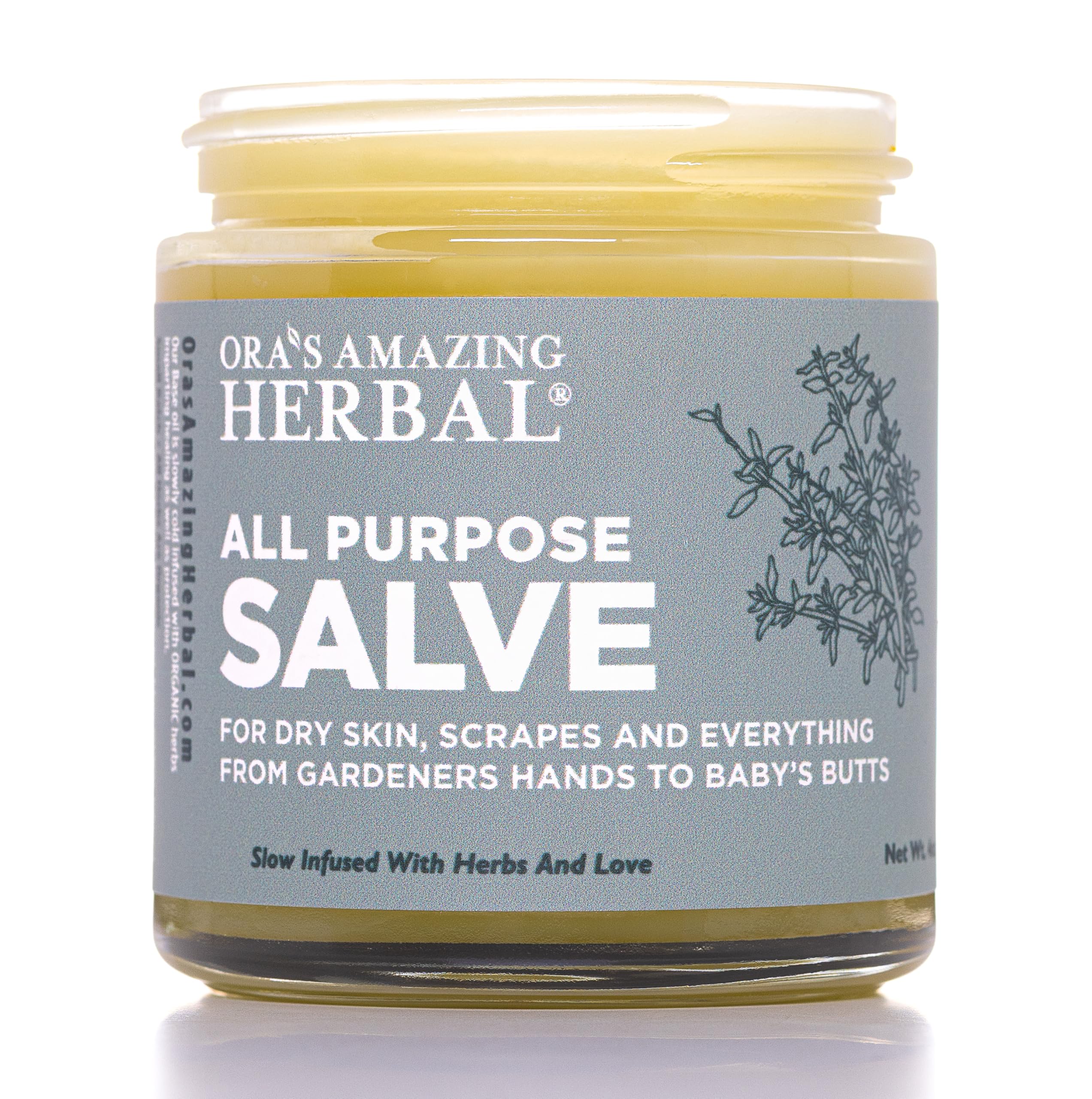 Ora's Amazing Herbal All Purpose Salve jar for on-the-go skin soothing