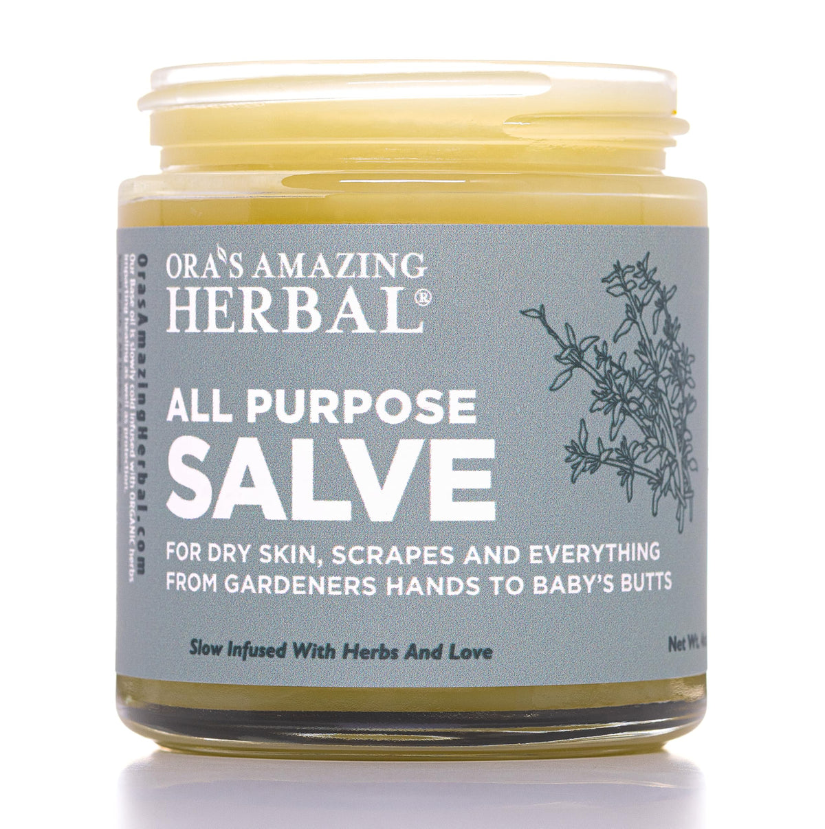 Ora's Amazing Herbal All Purpose Salve jar for on-the-go skin soothing