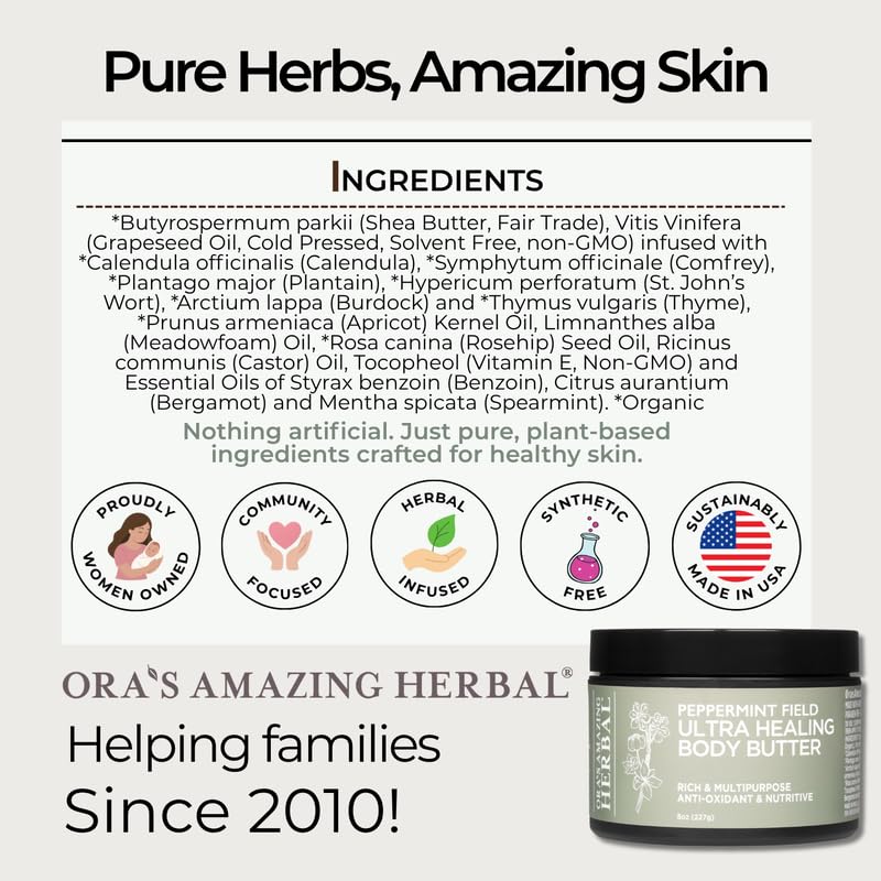 Ora's Amazing Herbal baby-care note suggests gentle use on sensitive areas.