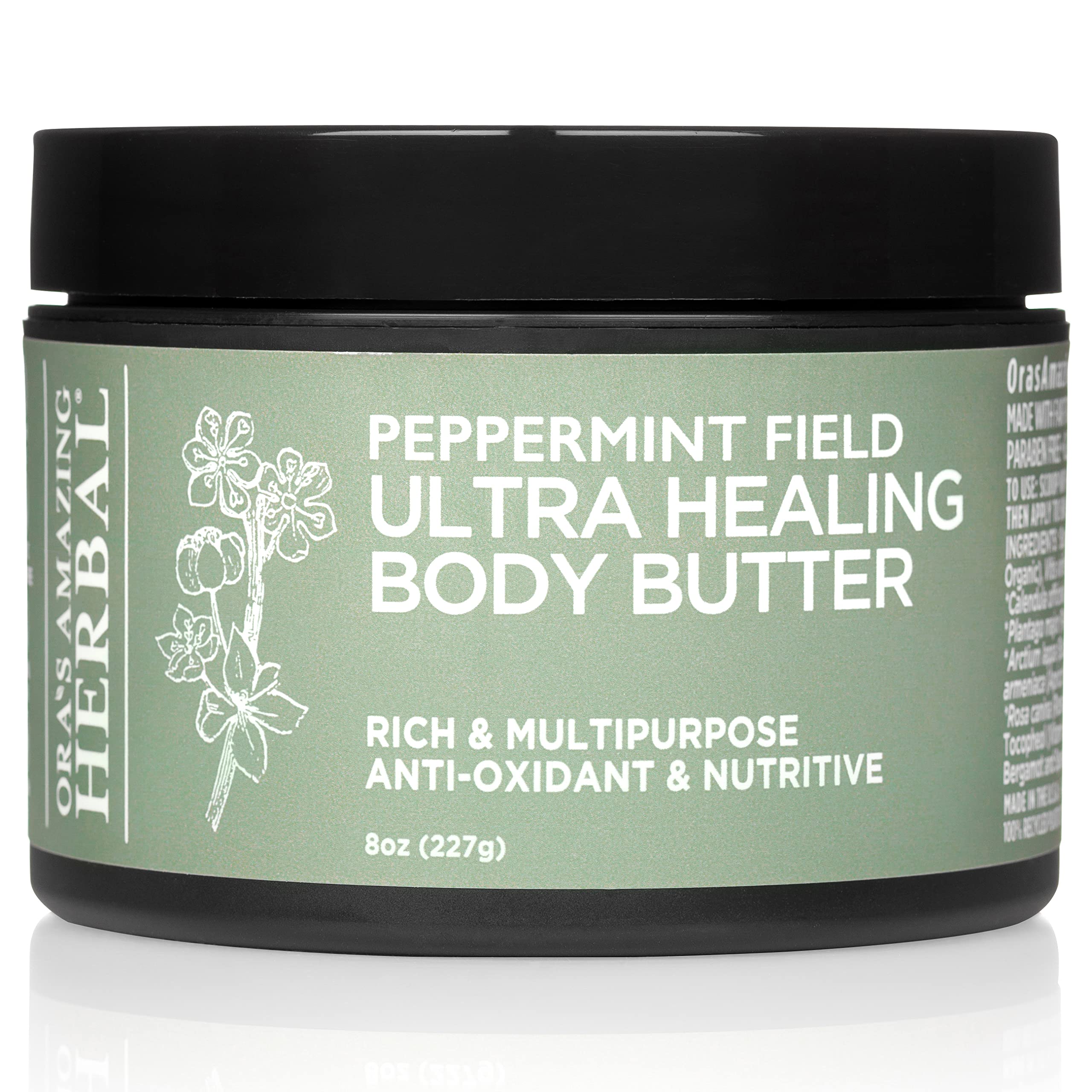 Ora's Amazing Herbal Ultra Healing Butter 8oz tub, deeply moisturizing for dry skin.