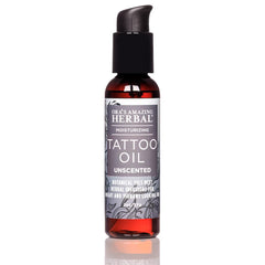 Ora's Amazing Herbal unscented tattoo oil bottle for fragrance-free post-tattoo care.