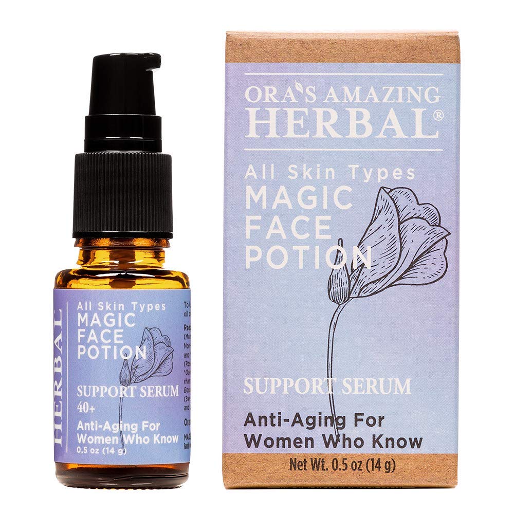 Ora's Amazing Magic Face Potion bottle with pump for antioxidant hydration.