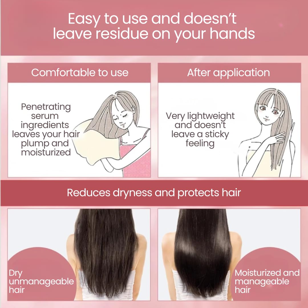 Orbis Essence In Hair Milk close-up highlights hydrolyzed silk smoothing action.
