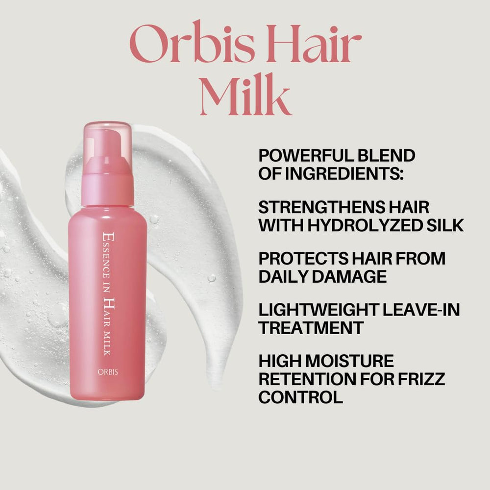 Orbis Essence In Hair Milk pump application demonstrates fast absorption without residue.