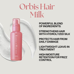 Orbis Essence In Hair Milk pump application demonstrates fast absorption without residue.