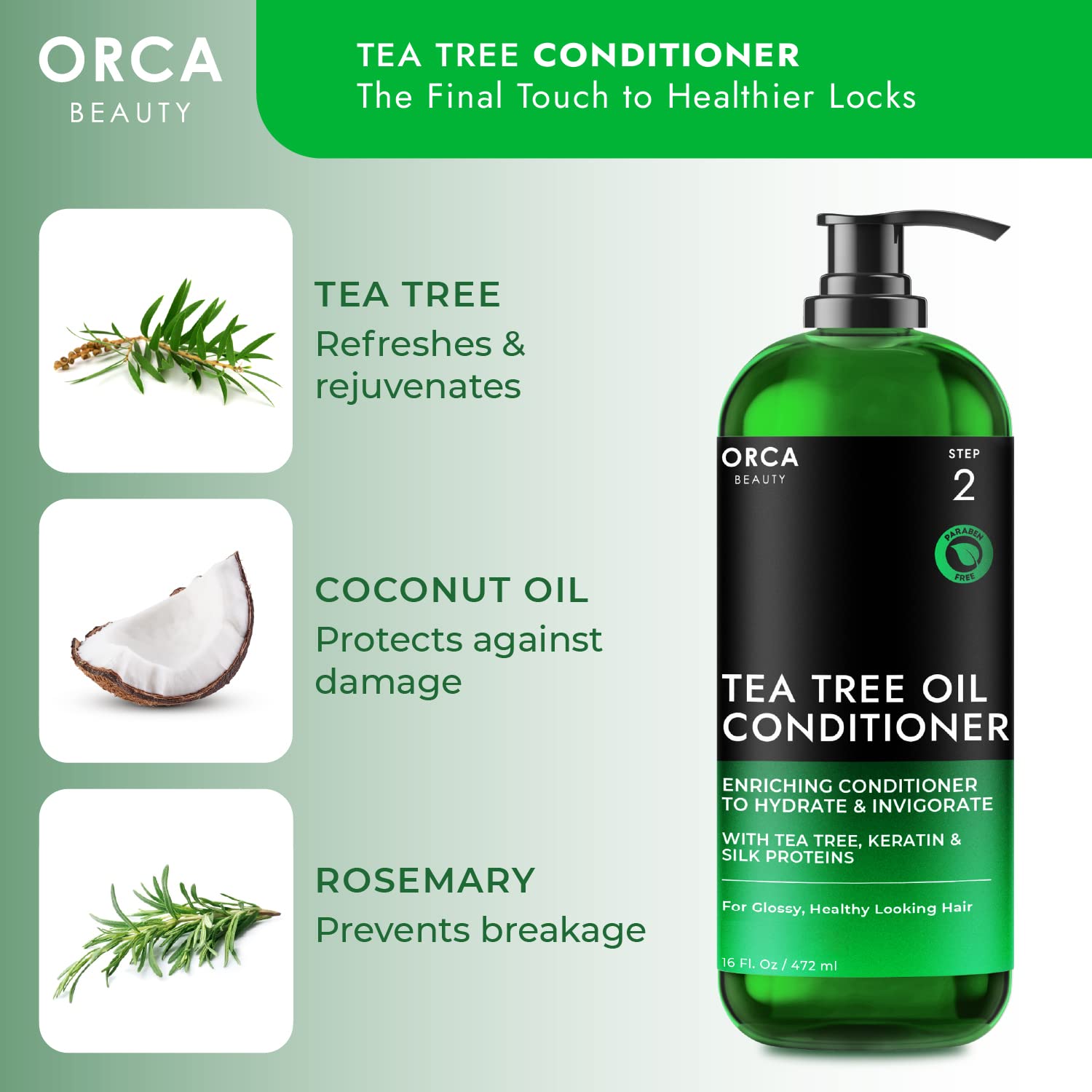 Orca Beauty Tea Tree Shampoo foam close-up suggests a refreshing cleanse