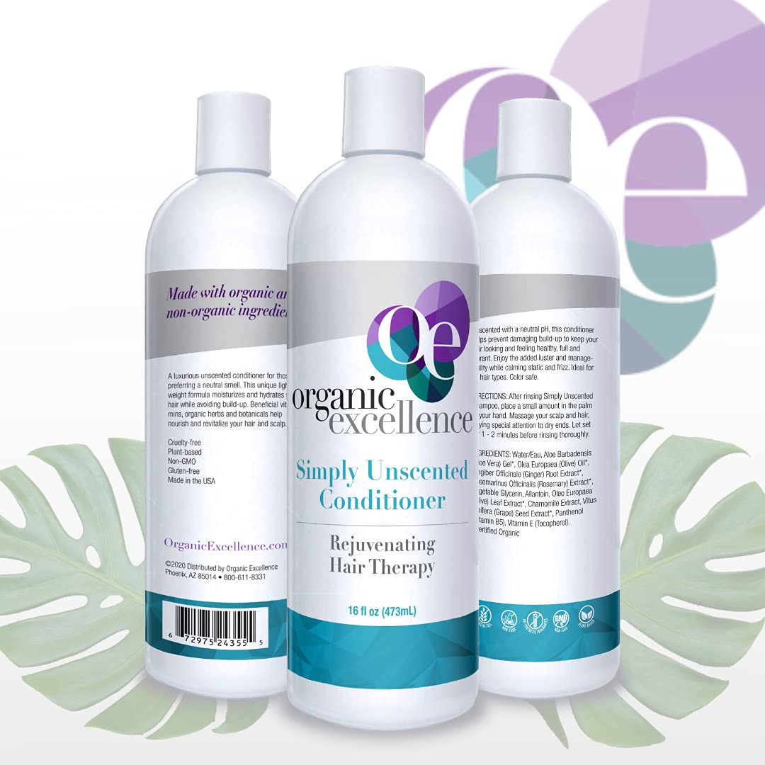 Organic Excellence herbal extracts label highlights organic ingredients for nourished-looking hair.