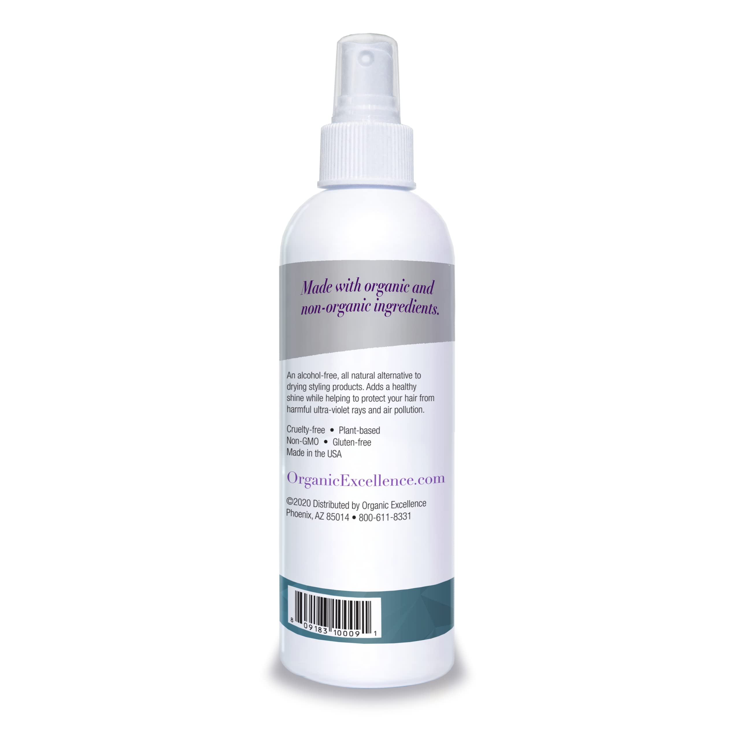 Organic Excellence Wild Mint Styling Spray alcohol-free formula supports lightweight, flexible hold.