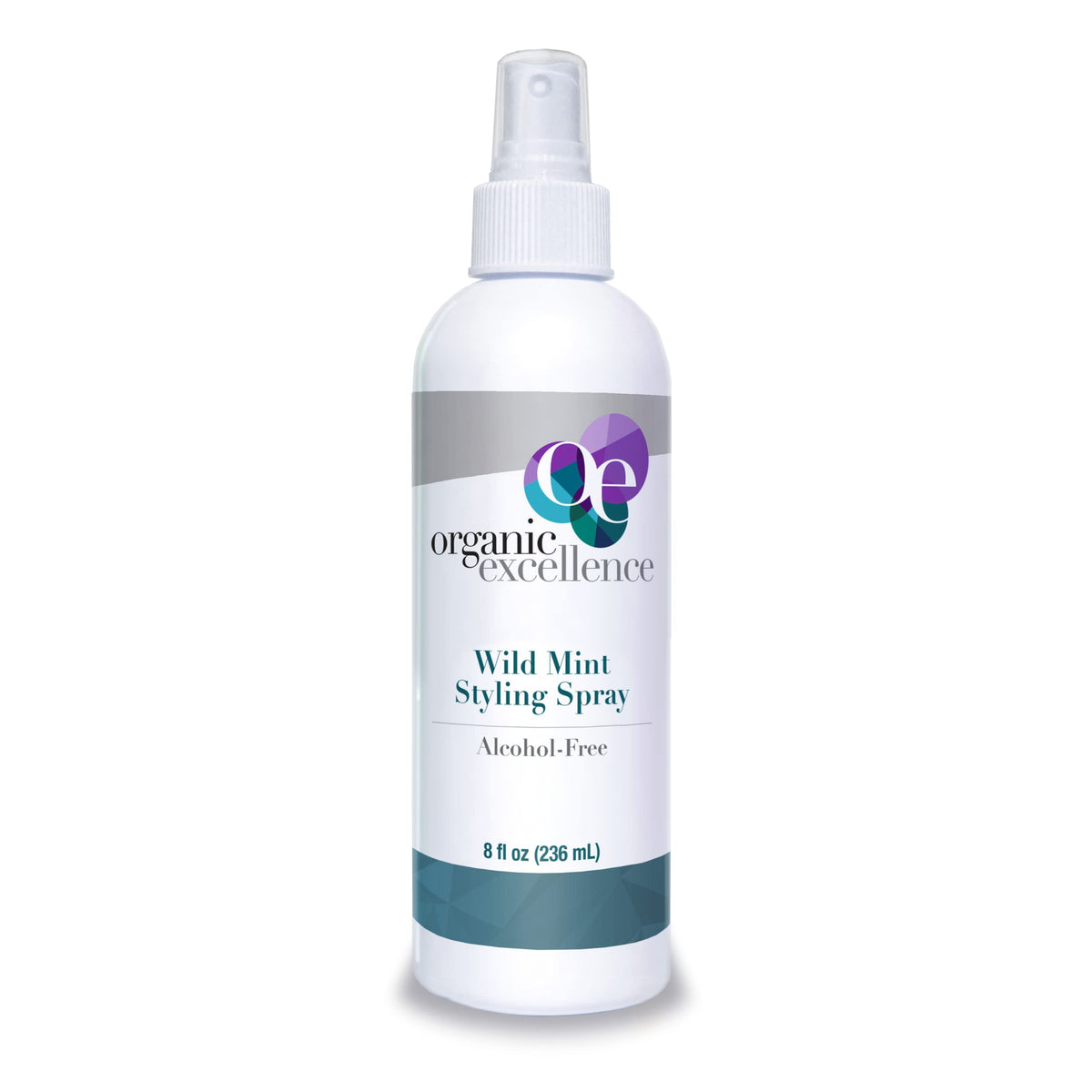 Organic Excellence Wild Mint Styling Spray application demonstrates easy daily styling and volume.