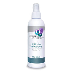 Organic Excellence Wild Mint Styling Spray application demonstrates easy daily styling and volume.