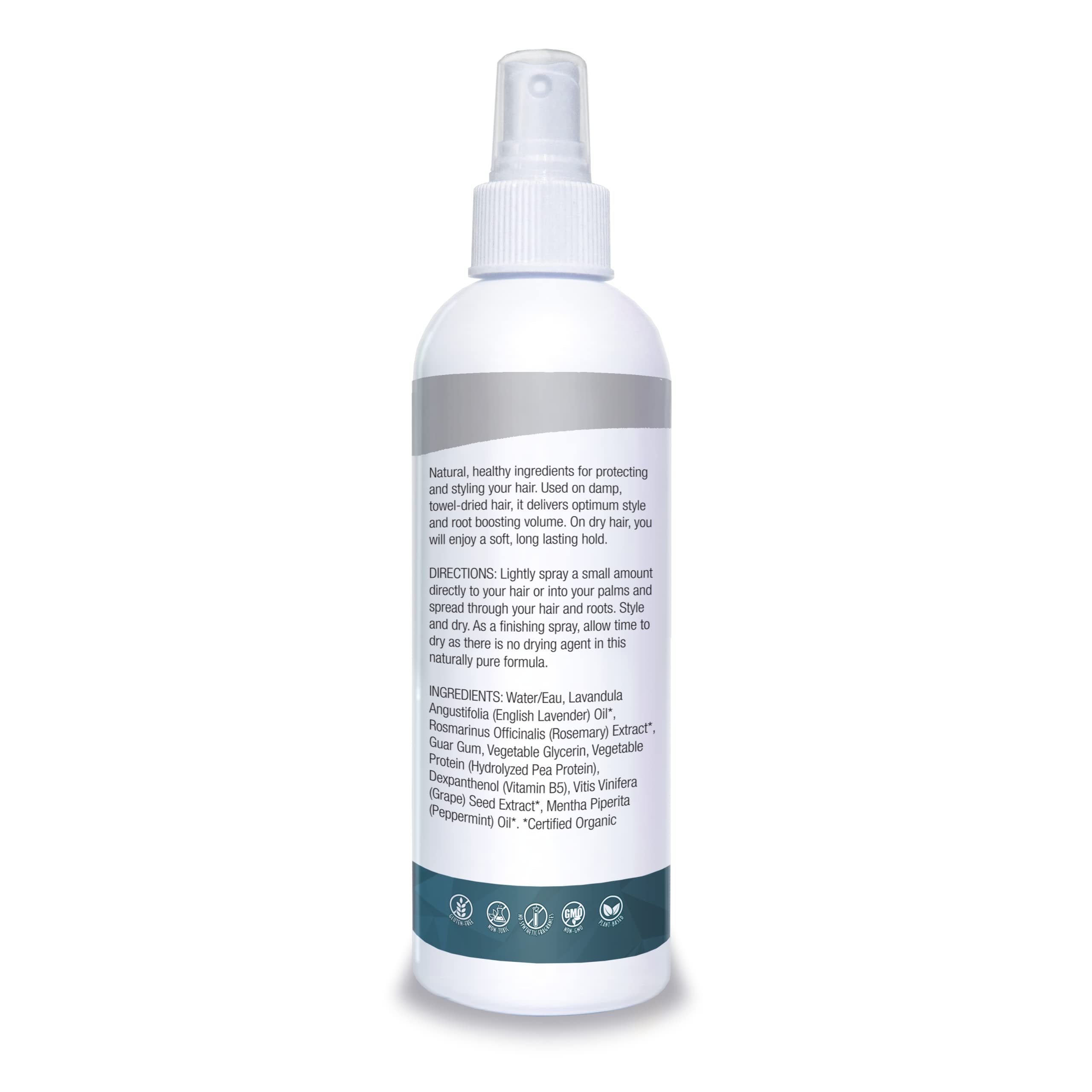Organic Excellence Wild Mint Styling Spray ingredients highlight the alcohol-free formula.