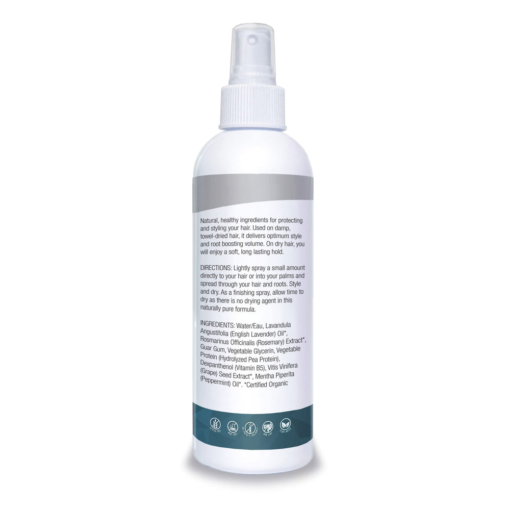 Organic Excellence Wild Mint Styling Spray ingredients highlight the alcohol-free formula.