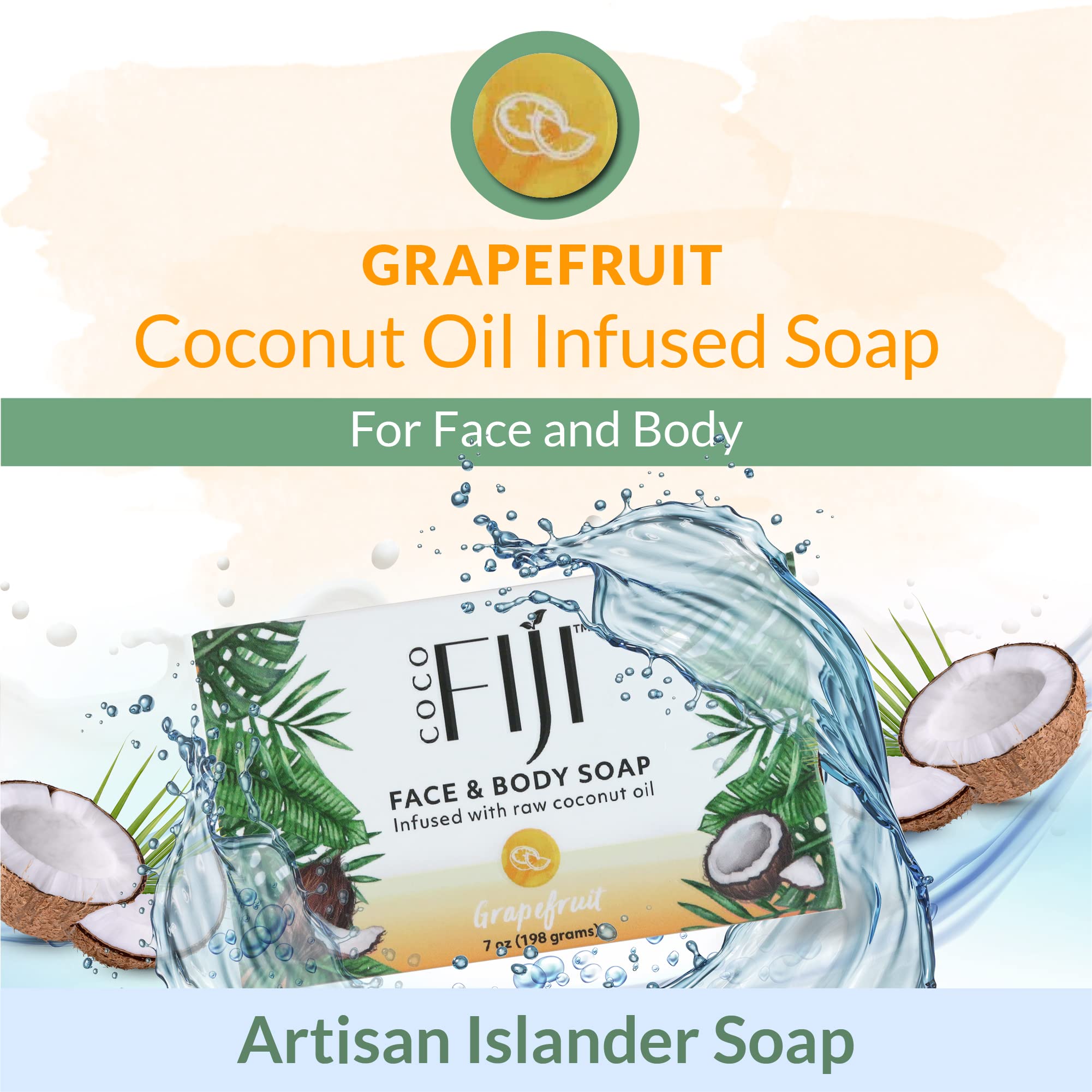 Organic Fiji Coco Fiji multi use bar for cleansing, shaving, and shampoo.
