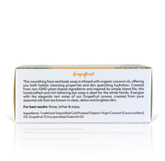 Organic Fiji Coco Fiji grapefruit scent close up, uplifting aroma for refreshed skin.