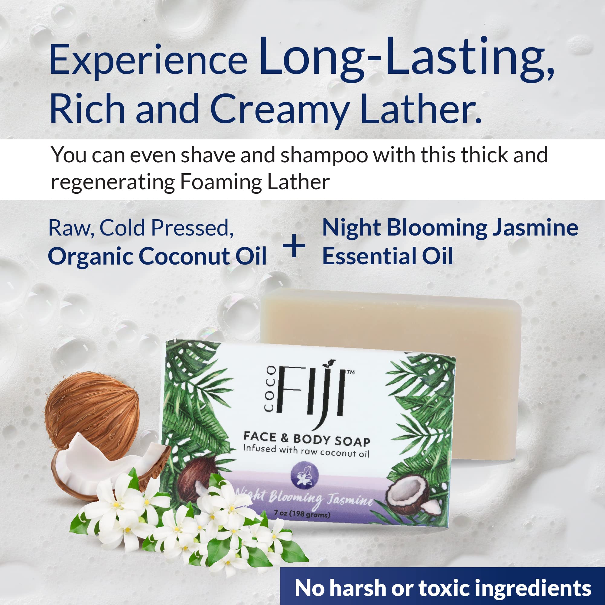 Soap bar used for shaving and cleansing routines with rich bubbles