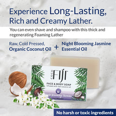 Soap bar used for shaving and cleansing routines with rich bubbles