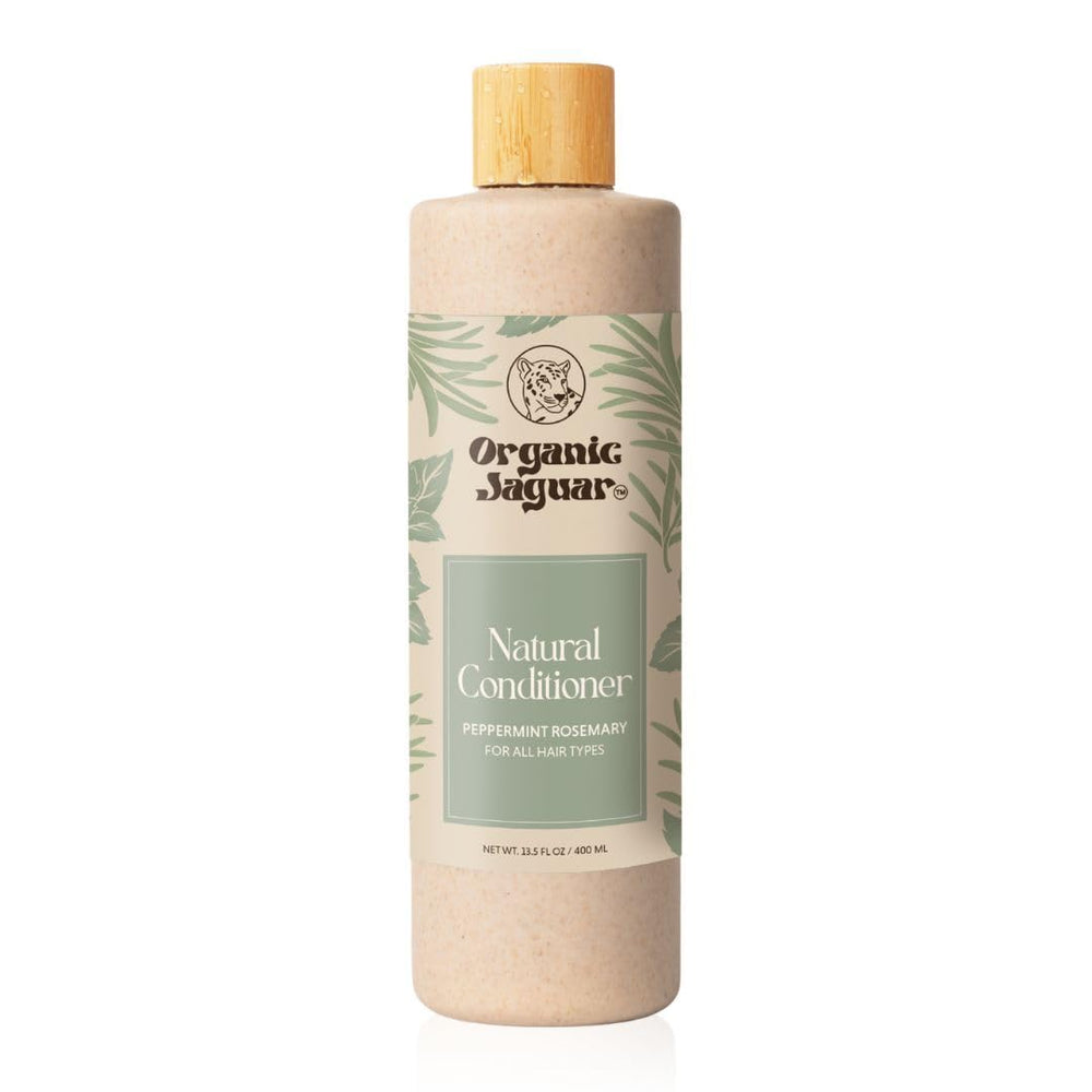 Organic Jaguar peppermint rosemary conditioner bottle with refreshing scalp-tingling aroma.