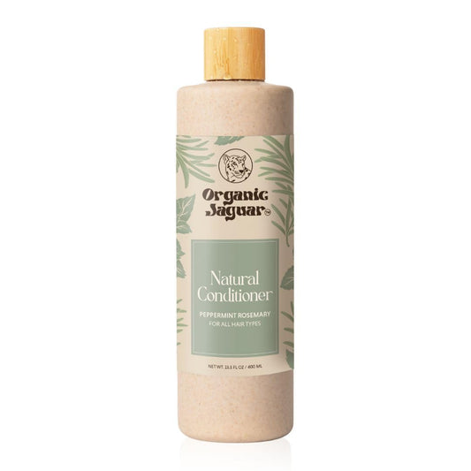 Organic Jaguar peppermint rosemary conditioner bottle with refreshing scalp-tingling aroma.