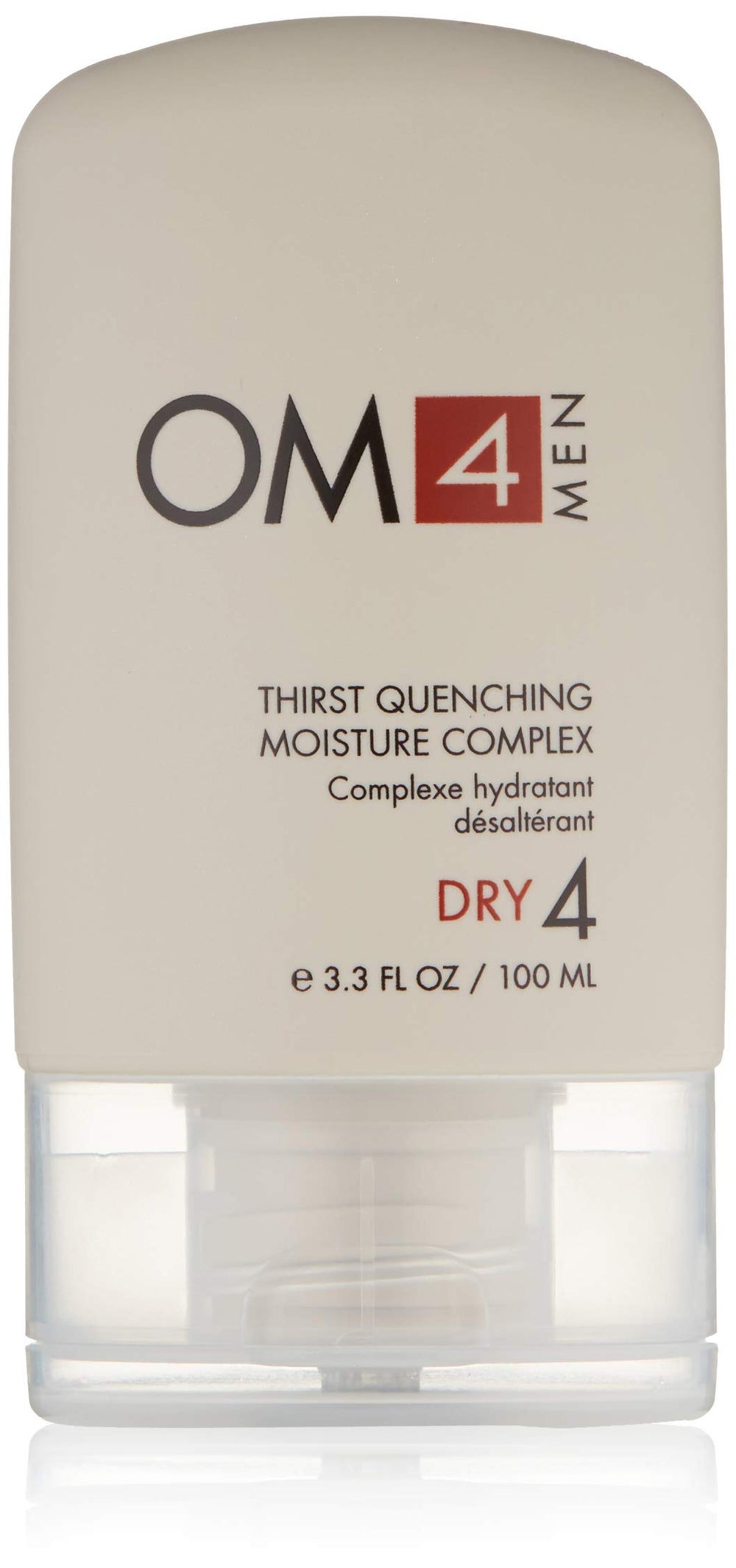 Organic Male OM4 Dry Step 4 bottle on counter for daily hydration