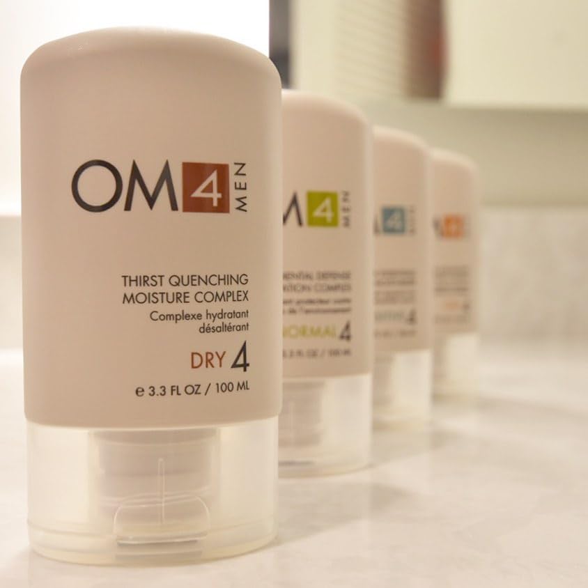 Organic Male OM4 Dry Step 4 man applying moisturizer after shower