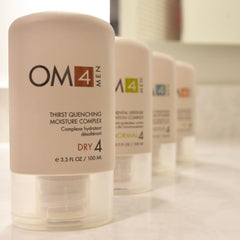 Organic Male OM4 Dry Step 4 man applying moisturizer after shower