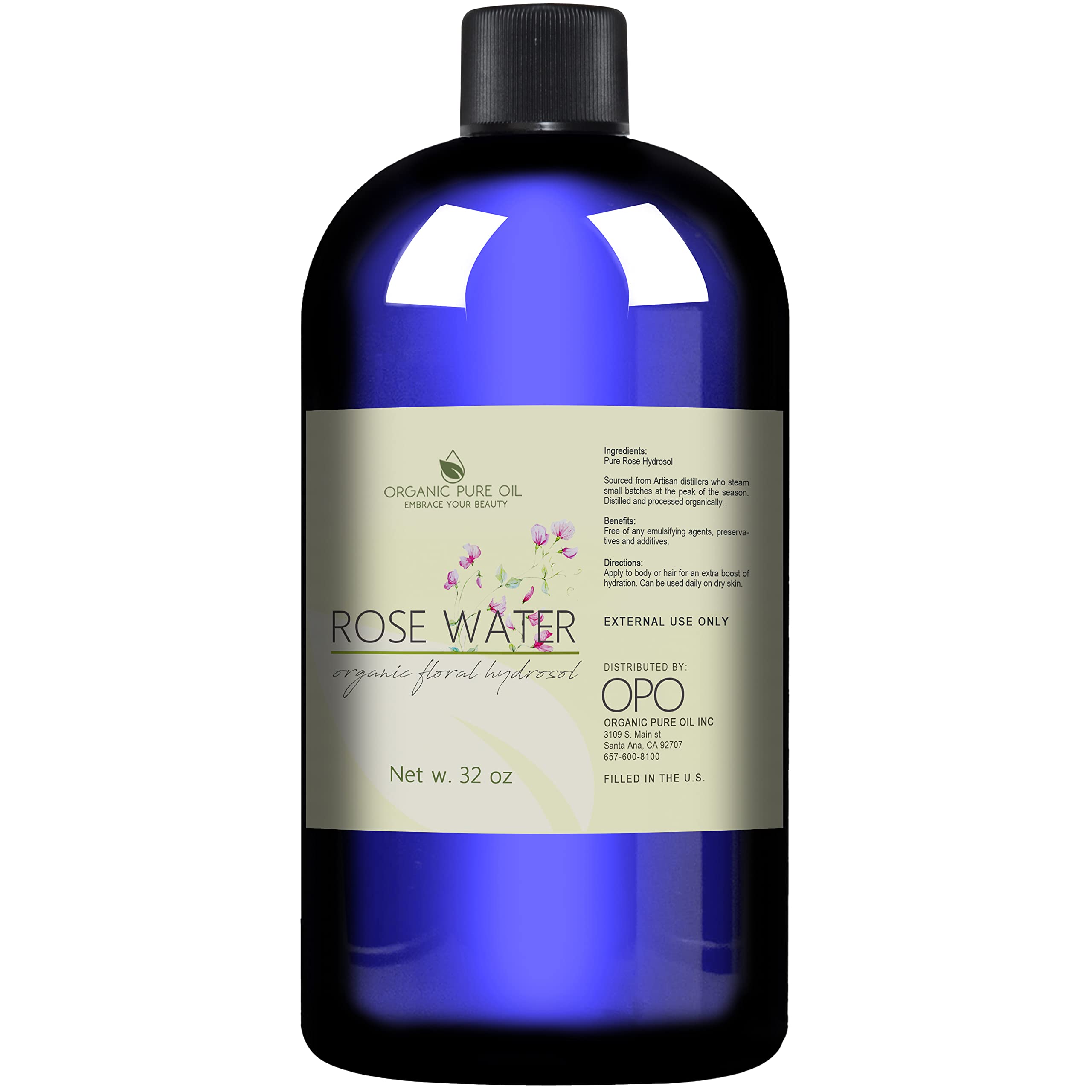 Organic Pure Oil Rose Hydrosol Water mist pump ready for facial refresh