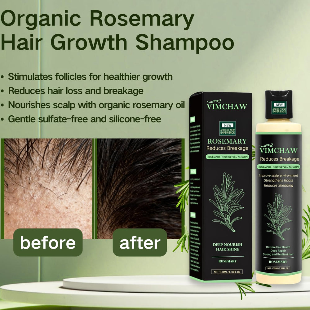 Organic Rosemary Hair Growth Shampoo bottle pour—smooth, mess-free application.