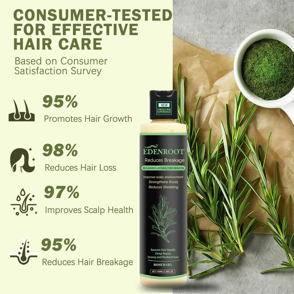 Shampoo on shower shelf emphasizes the daily-use, non-irritating formula.
