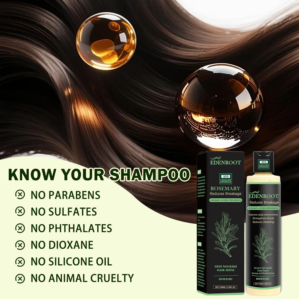 Daily-use Organic Rosemary Hair Growth Shampoo shown with non-irritating formula
