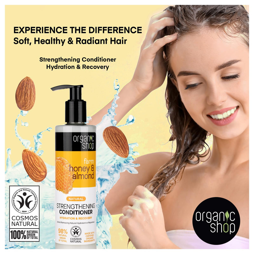 Shiny, healthy-looking hair after using Organic Shop Honey & Almond products