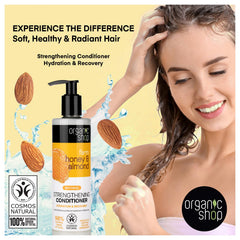 Shiny, healthy-looking hair after using Organic Shop Honey & Almond products