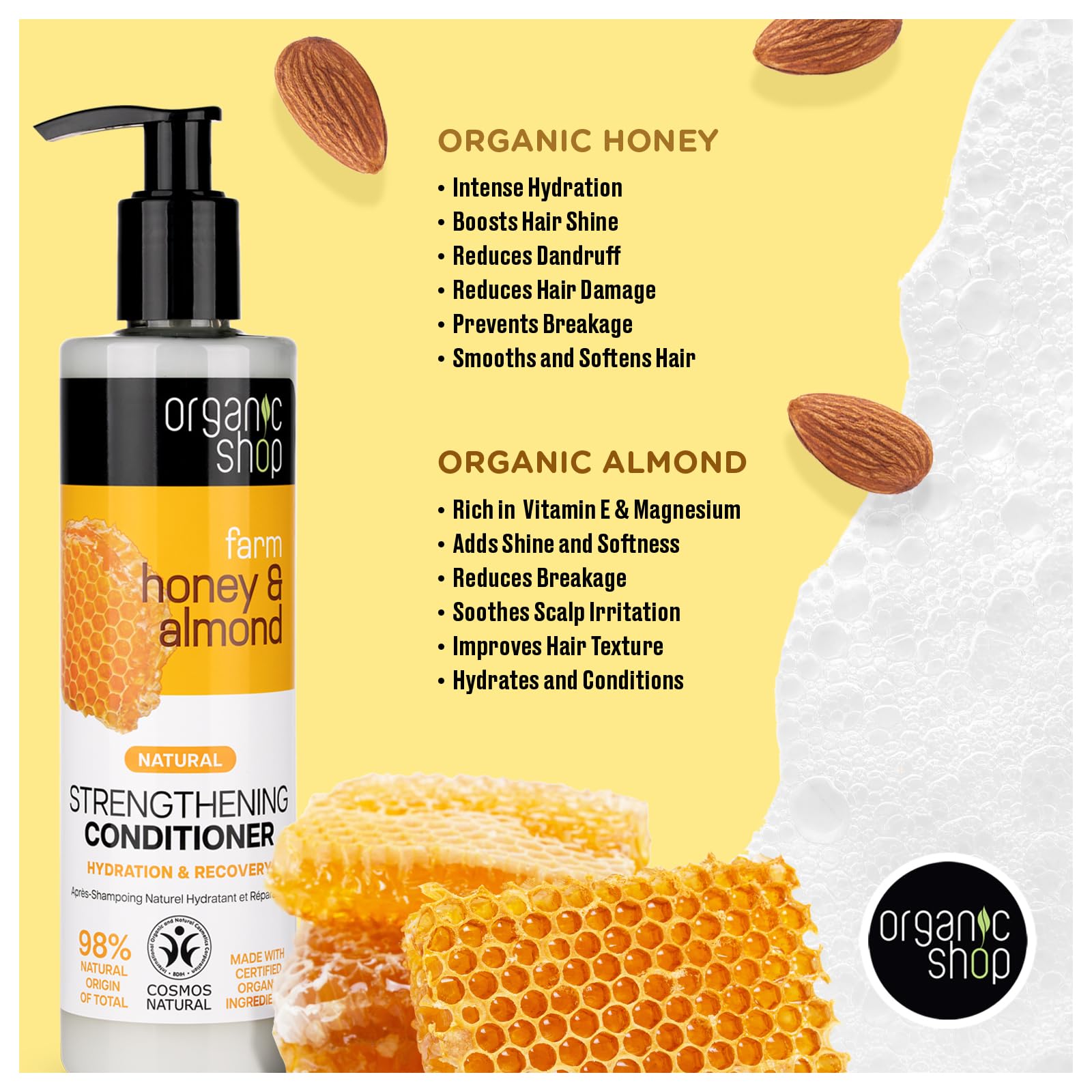 Organic Shop packaging box for Honey & Almond set showcasing eco-friendly design