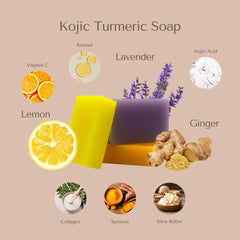 Organic To Green Kojic Turmeric Soap lavender scent label promotes calming routines.