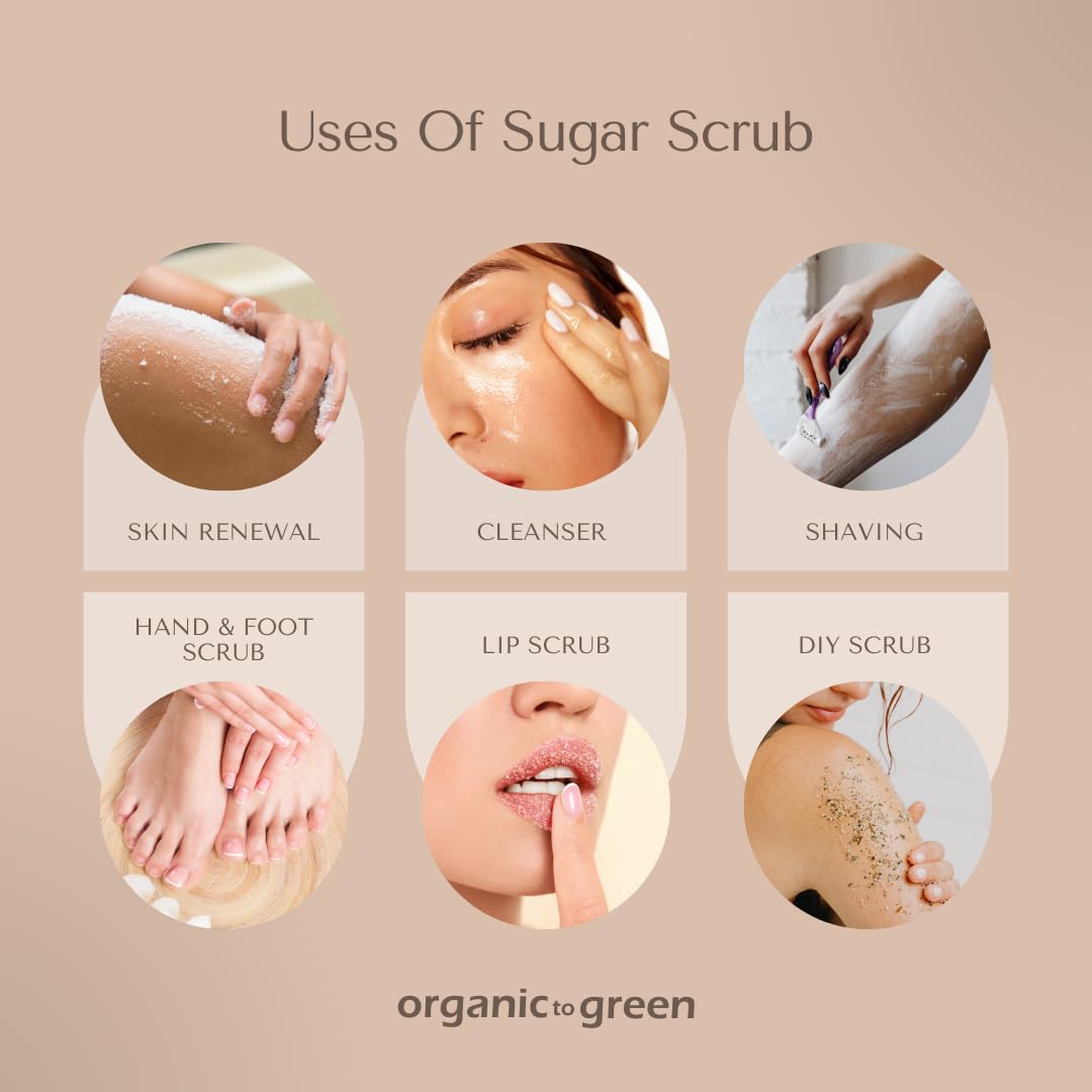 Organic To Green Rainforest Sugar Coconut Oil Scrub massage action highlights silky exfoliation ritual
