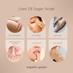 Organic To Green Rainforest Sugar Coconut Oil Scrub massage action highlights silky exfoliation ritual
