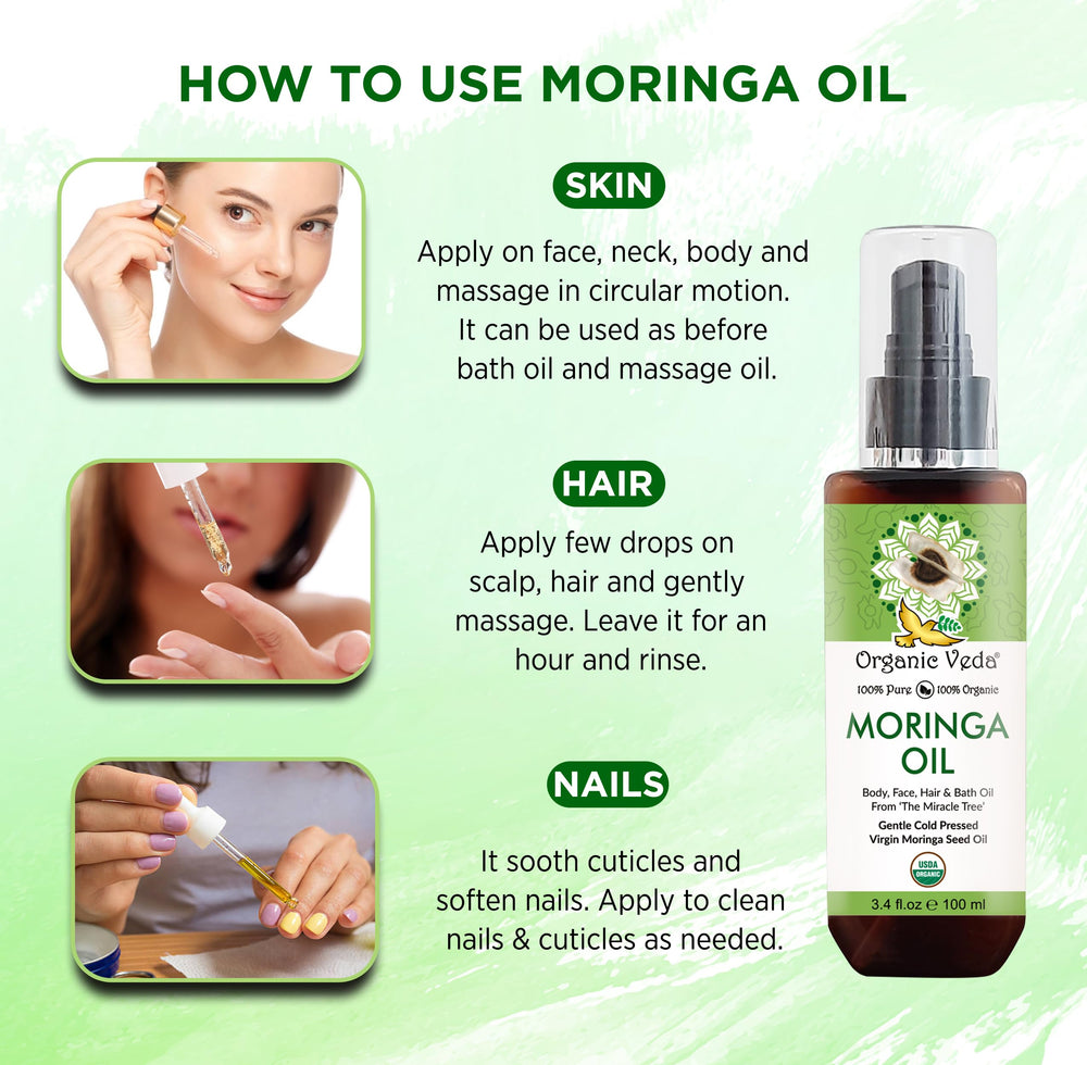 Organic Veda Moringa Oil for body care and moisture