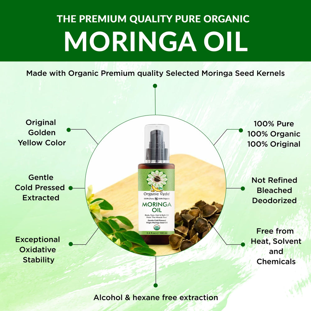 Organic Veda Moringa Oil pour demonstrates quick absorption