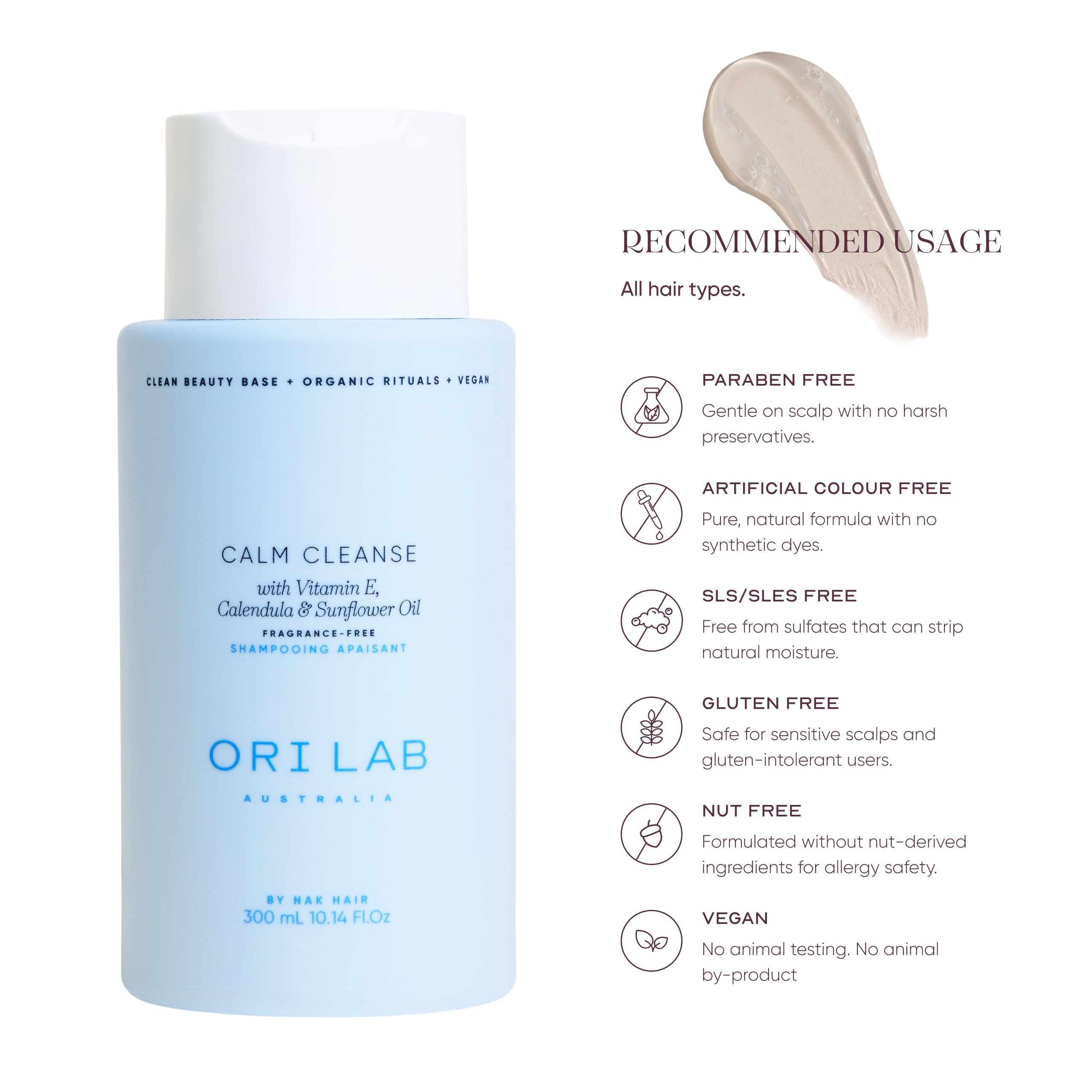 ORI LAB Calm Cleanse bottle outdoors, Australian-made plant-based formula