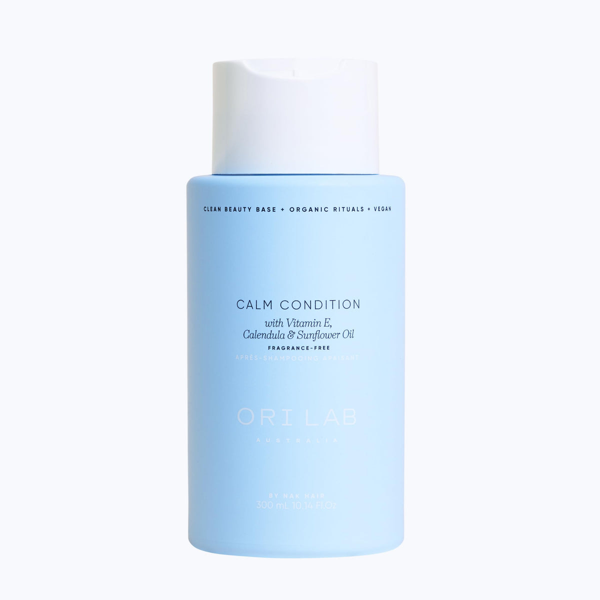 ORI LAB Calm Condition bottle front shows fragrance-free, hydrating formula for sensitive scalps.