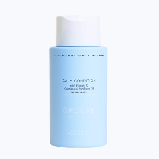 ORI LAB Calm Condition bottle front shows fragrance-free, hydrating formula for sensitive scalps.