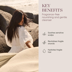 ORI LAB Calm Condition label close-up emphasizes fragrance-free nourishment for sensitive hair.