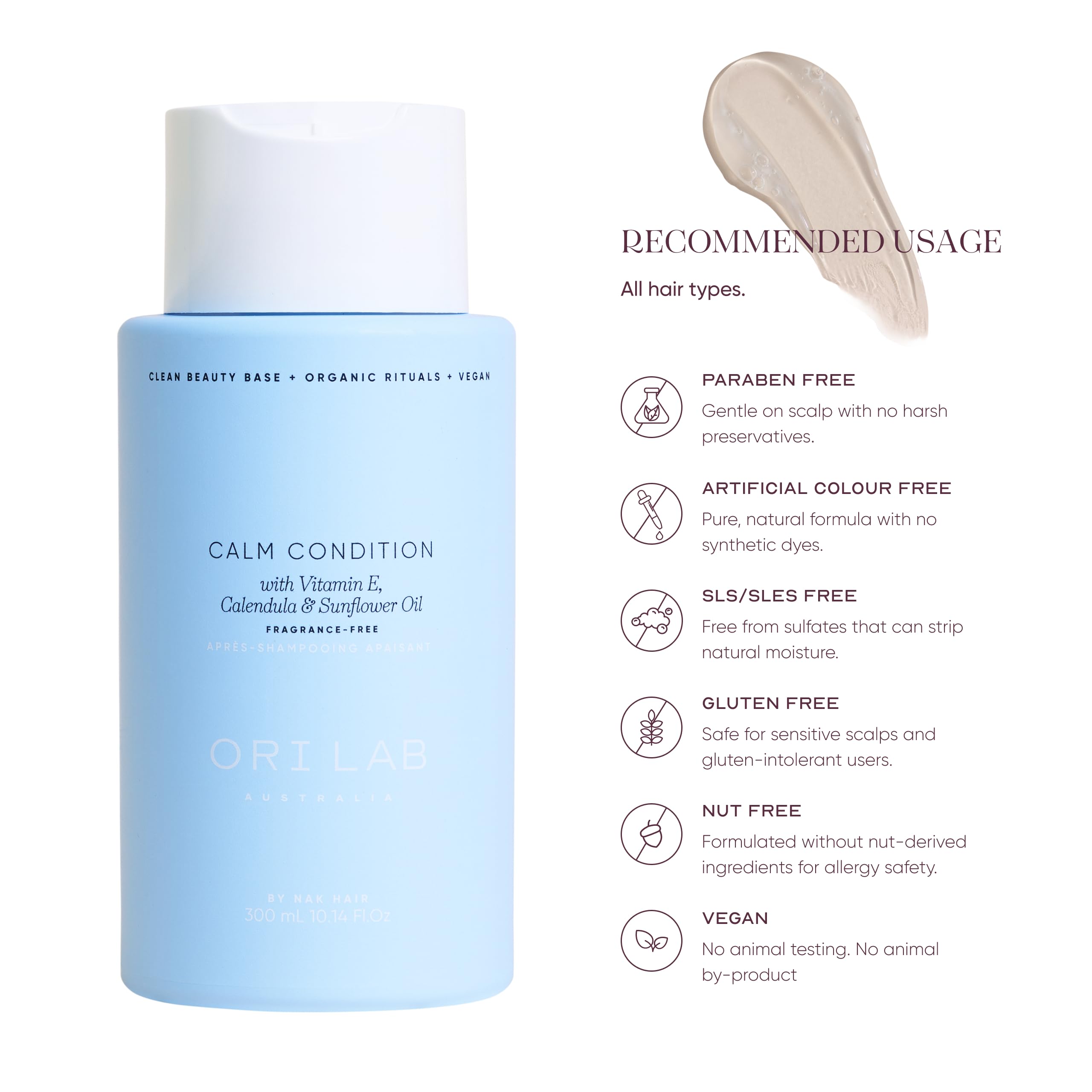 ORI LAB Calm Condition packaging close-up conveys 82% organic ingredients.